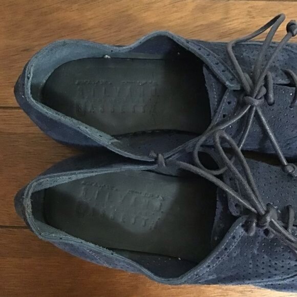 Silvano Sassetti Blue Suede Lace Up Flats Sz 38 US 6 - Picture 10 of 12